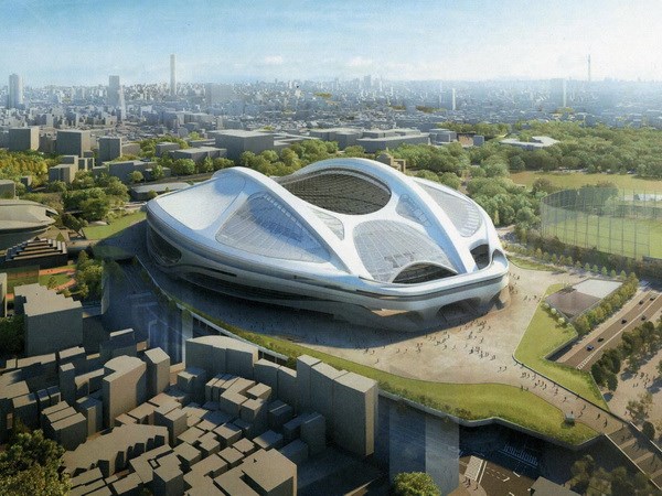 Thiết kế của công trình sân vận động Olympic Tokyo 2020.